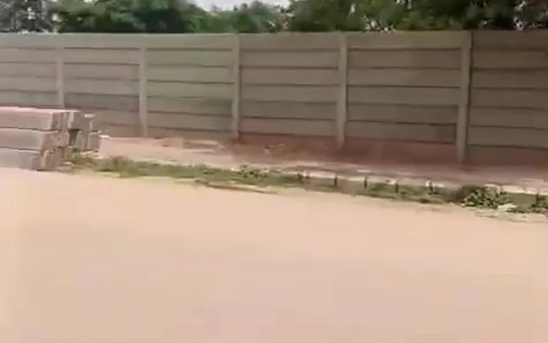 Compound wall along the 60 ft road — Sadaramangala, Whitefield